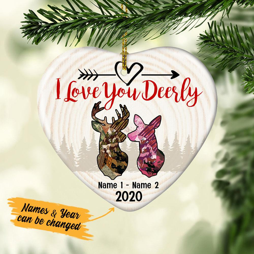 Personalized Hunting Couple I Love You Deerly Buck And Doe Ornament