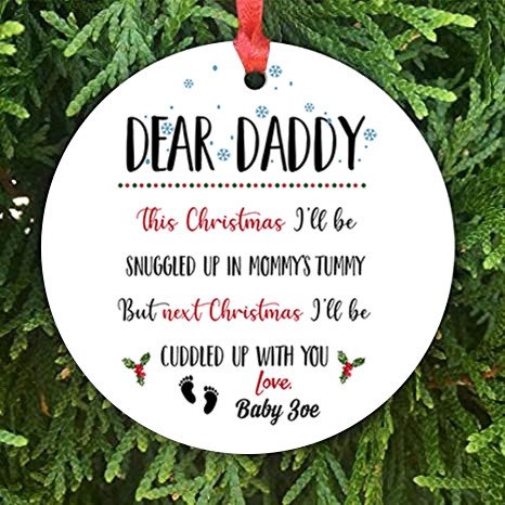 Personalized Idea For Future Dad From The Bump - Dear Daddy This Christmas Ill Be Snuggled Up In Mommys Tummy Snow Flake Ornament -ghepten-mqkdl7d