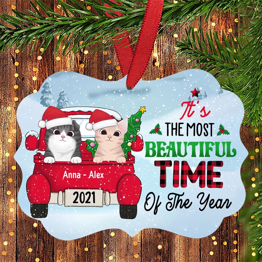 Personalized Its The Most Beautiful Time Of The Year Christmas Cat Benelux Ornament