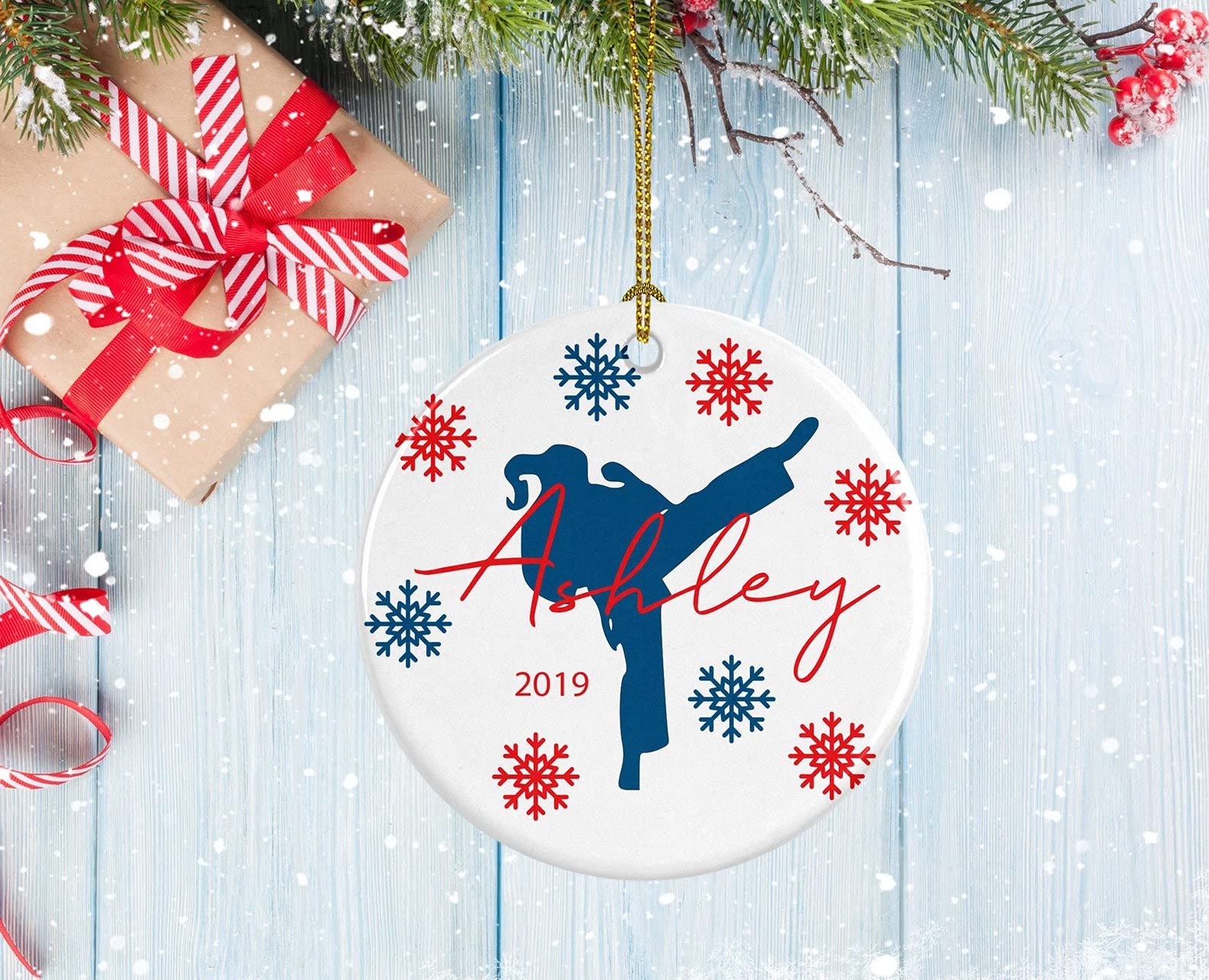 Personalized Karate Ornament Porcelain Ornament Karate Girl Design Gifts For Martial Arts Christmas Ornament Hanging Decoration Christmas Tree Ornament -ghepten-ouypftf