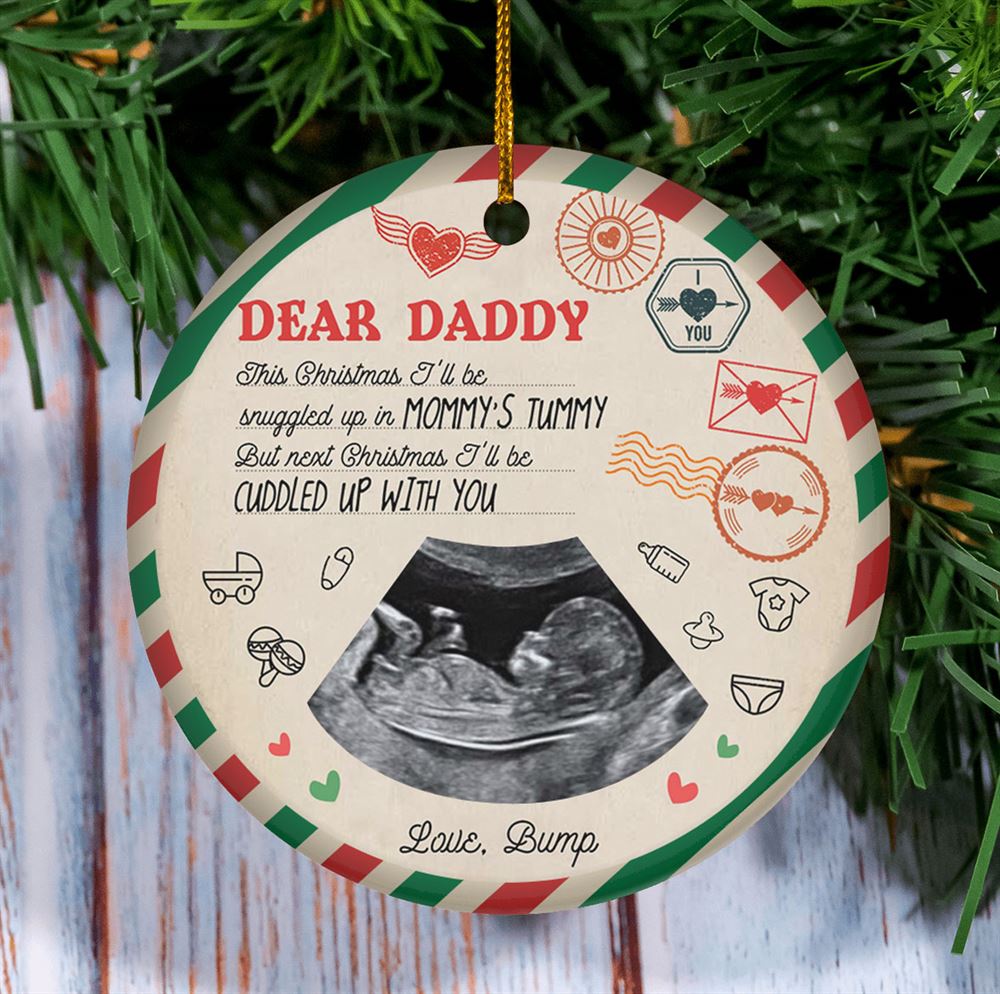 Personalized Letter From The Bump To Expecting Dad Ornament Christmas Hanging Decoration Ornament