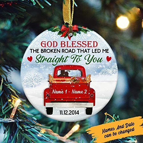 Personalized Love Couple Red Truck God Blessed The Broken Road That Led Me Straight To You Christmas Ornament Gifts For Couple Husband And Wife On Xmas -ghepten-4zx61gp