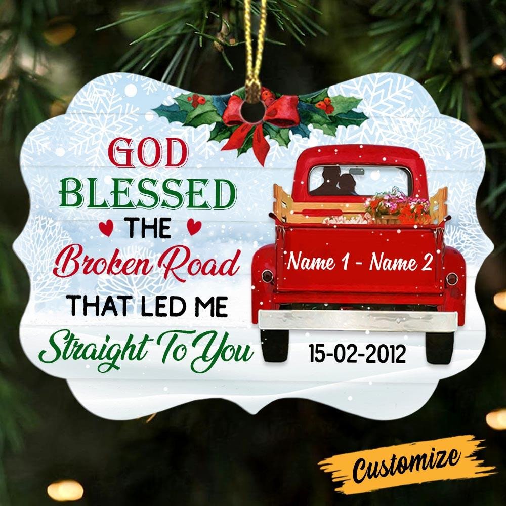 Personalized Love Couple Red Truck God Blessed The Broken Road That Led Me Straight To You Christmas Ornament Gifts For Couple Husband And Wife On Xmas -ghepten-h6fckap