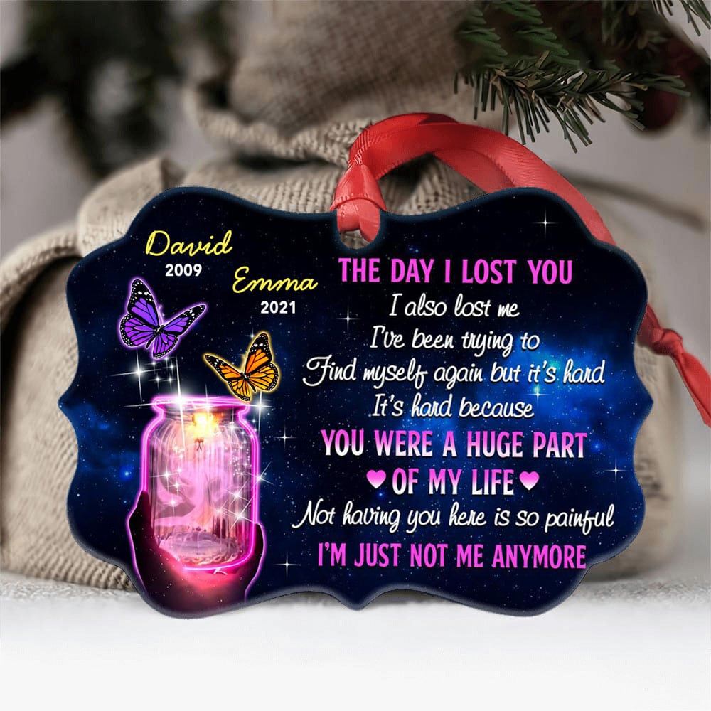 Personalized Memorial Butterfly Mom Dad Grandma Grandpa Aluminum Ornament