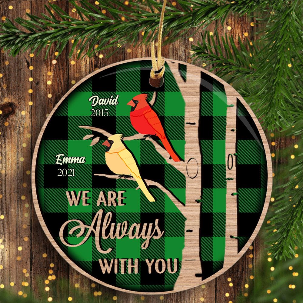 Personalized Memorial Cardinal Mom Dad Grandma Grandpa Circle Ornament