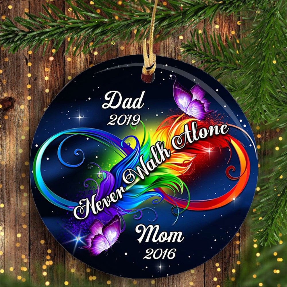 Personalized Memorial Mom Dad Circle Ornament