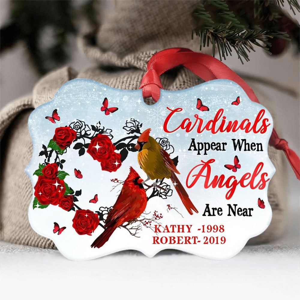 Personalized Memorial Mom Dad Grandma Grandpa Cardinal Christmas Aluminum Ornament