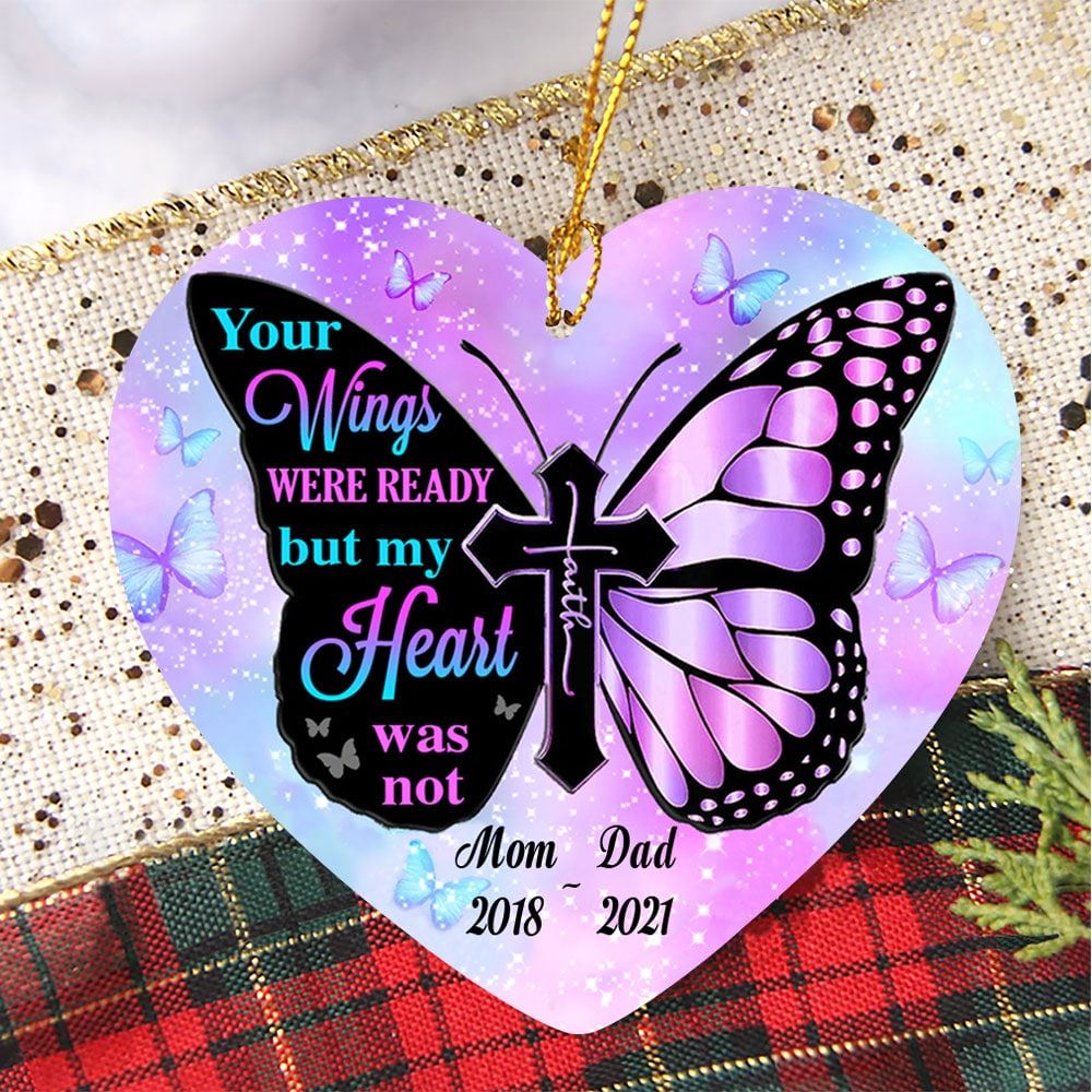 Personalized Memorial Mom Dad Heart Ornament