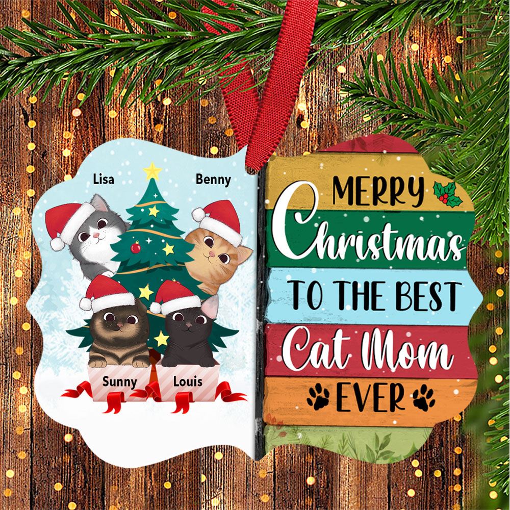 Personalized Merry Christmas Cat Mom Xmas Benelux Ornament