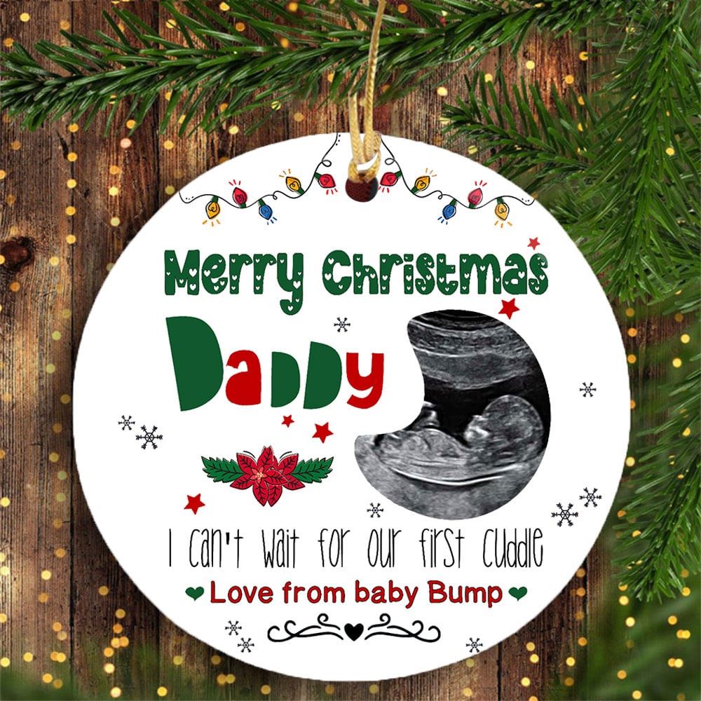 Personalized Merry Christmas Daddy Ornament Gift For Daddy To Be With Sonogram