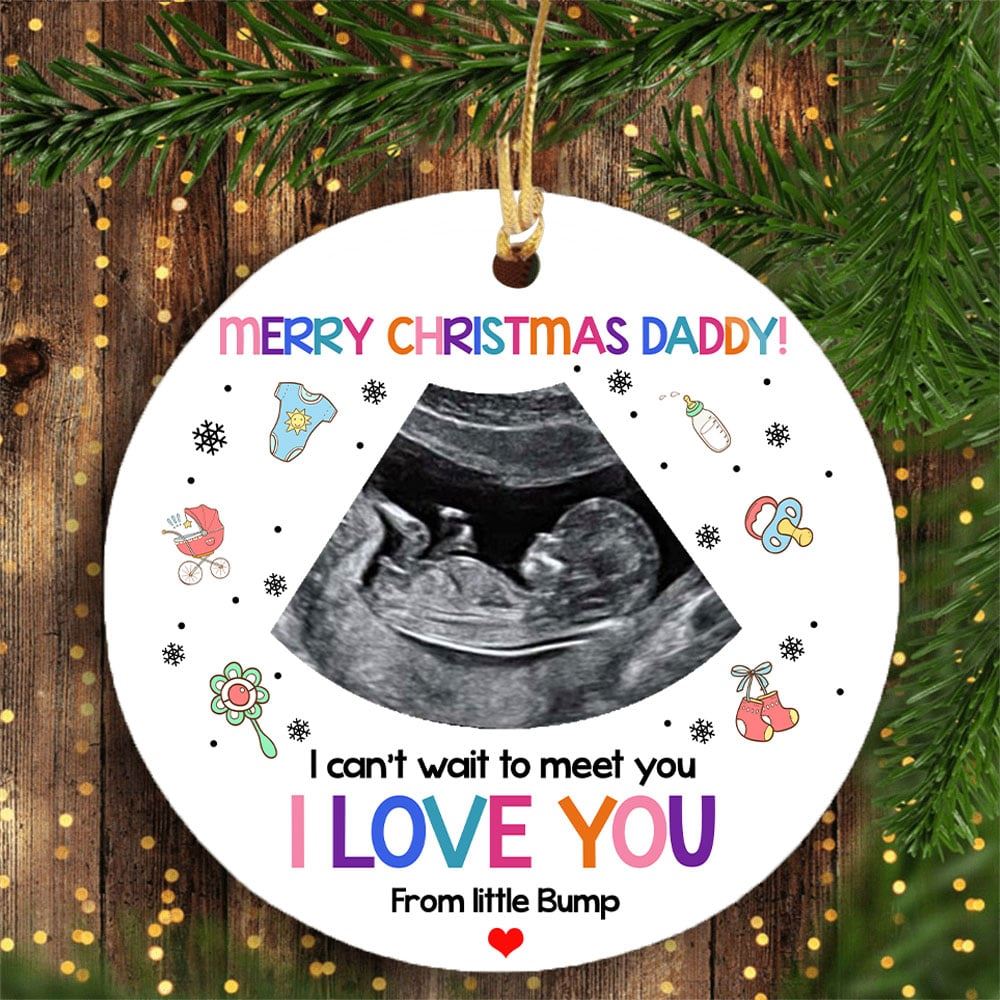 Personalized Merry Christmas Daddy To Be I Love You Ornament With Ultrasound