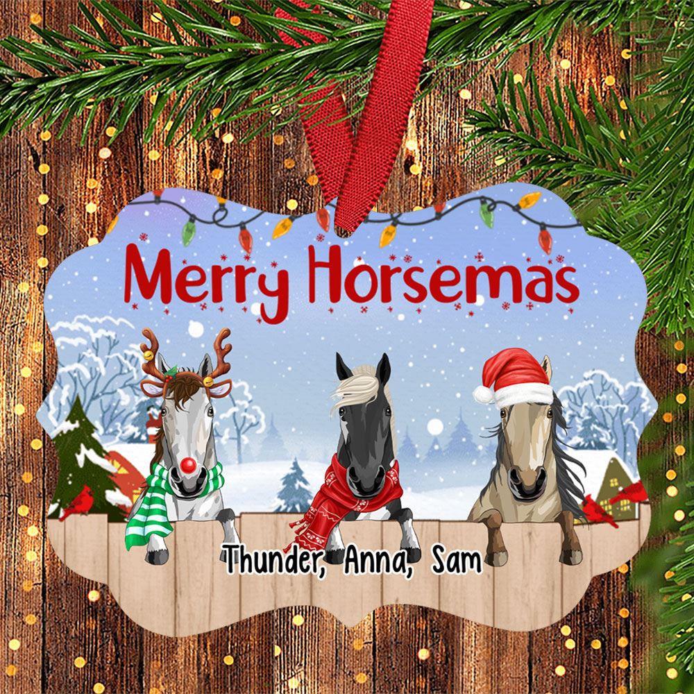 Personalized Merry Horsemas Aluminum Ornament Christmas Gift For Horse Lovers