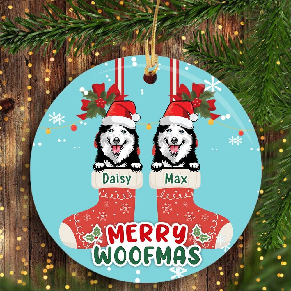 Personalized Merry Woofmas Ornament Christmas Gift For Dog Lovers