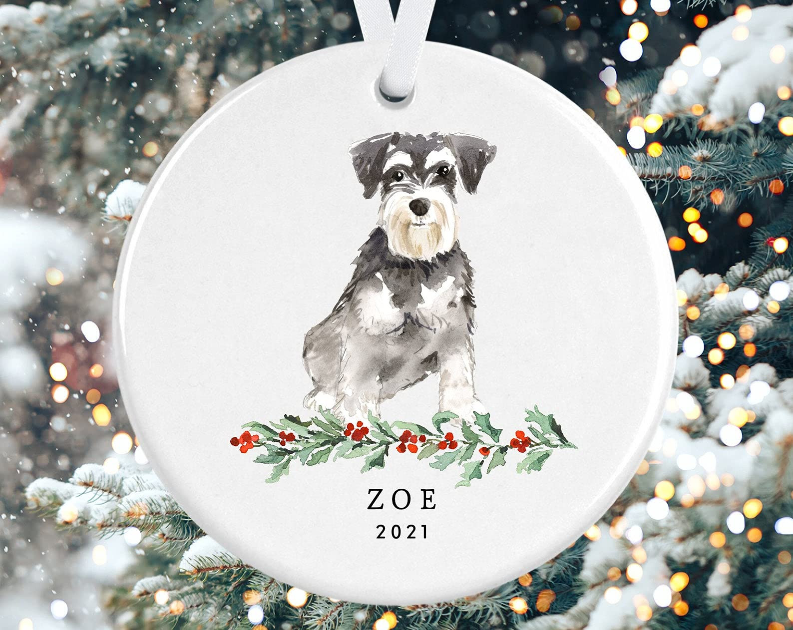 Personalized Miniature Schnauzer Ornament Custom Dog Ornament Dog Parents Custom Christmas Ornament 2021 Ornament Christmas Decoration Hanging Decoration Christmas Tree Ornament