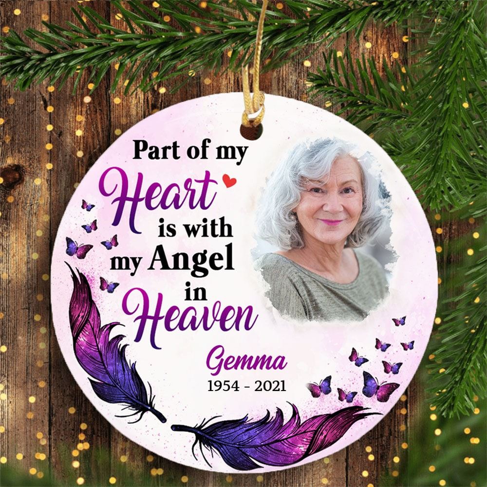 Personalized Mom Dad Memorial Heaven Christmas Circle Ornament