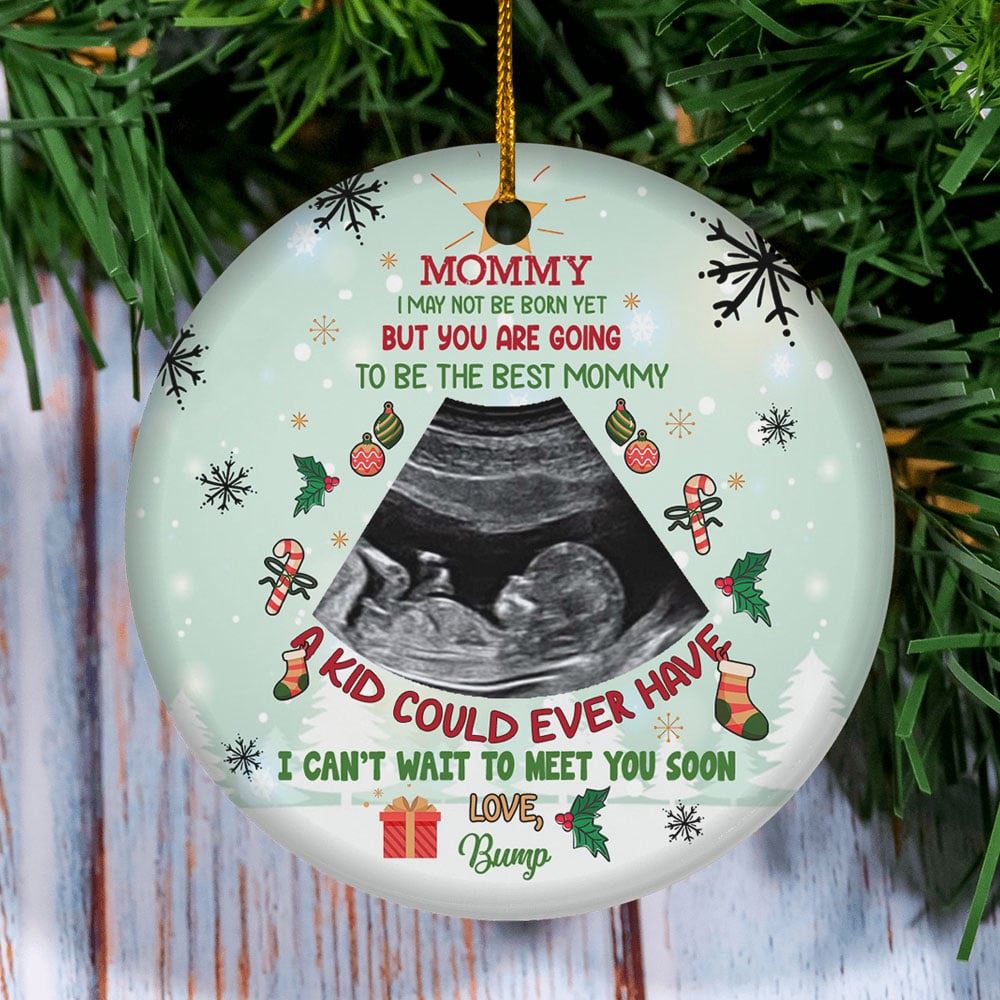 Personalized Mommy Cant Wait To Meet You Soon Ornament Ultrasound Photo Gift For Mom To Be