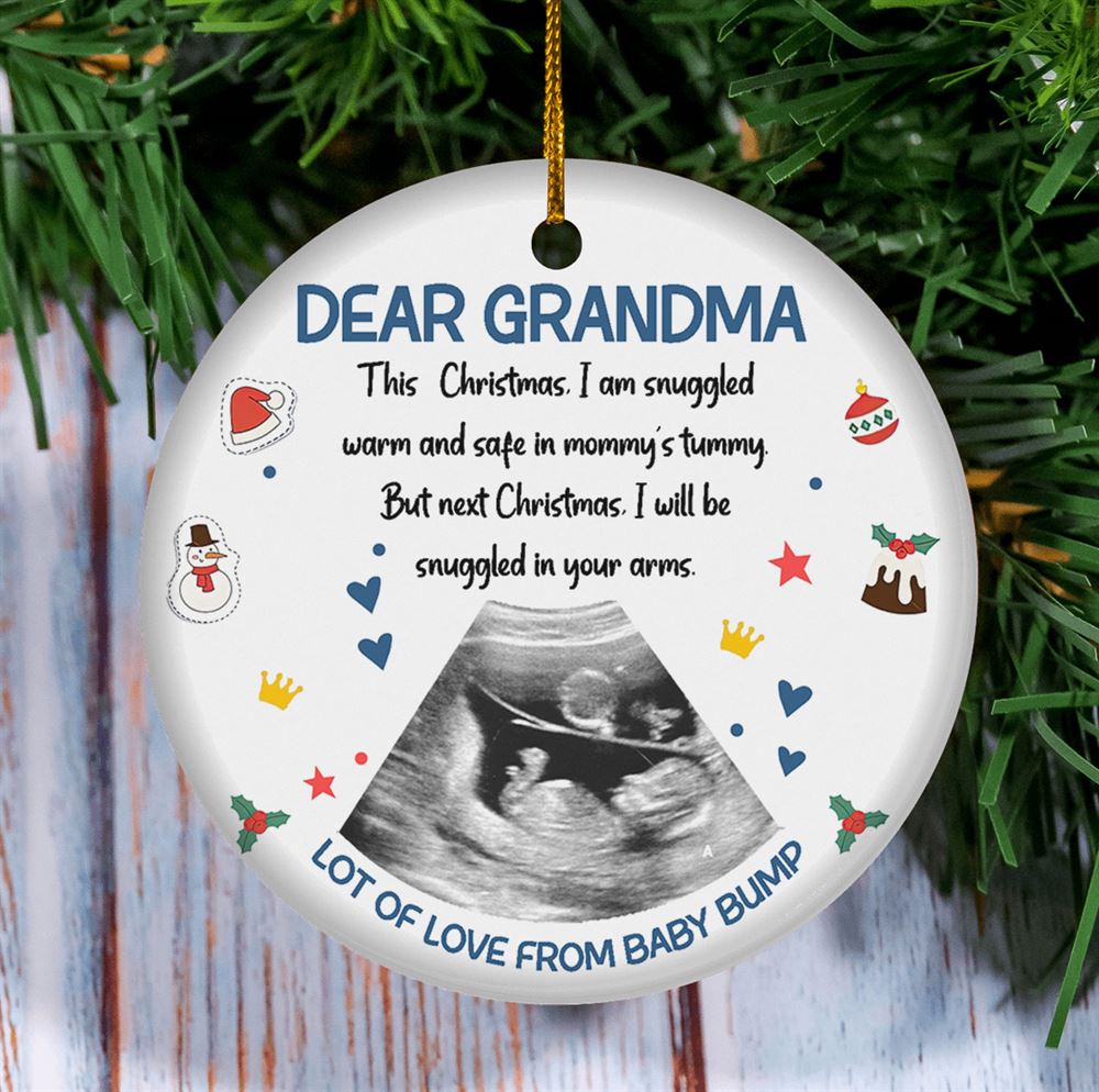 Personalized Next Christmas I Will Be Snuggled In Your Arms Ornament Sonogram Photo Gift For Grandma To Be