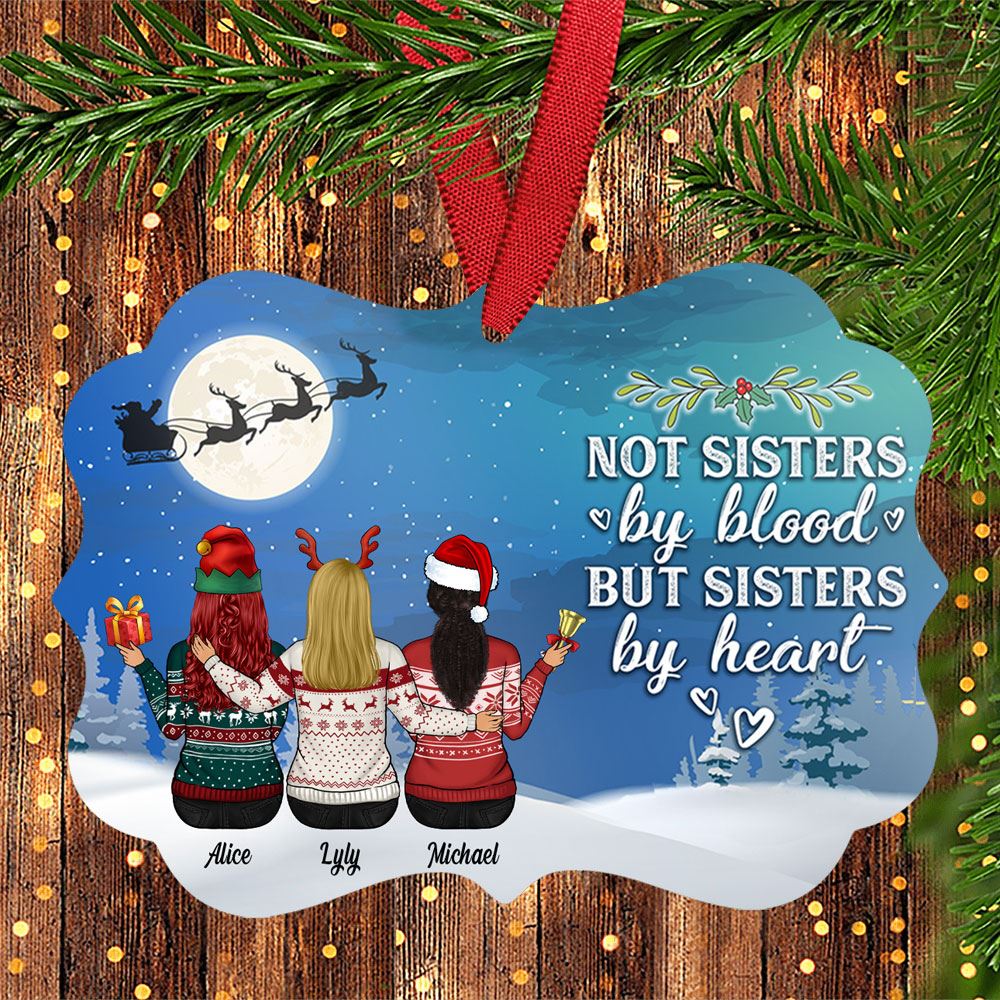 Personalized Not Sister By Blood But Sister By Heart Aluminum Ornament