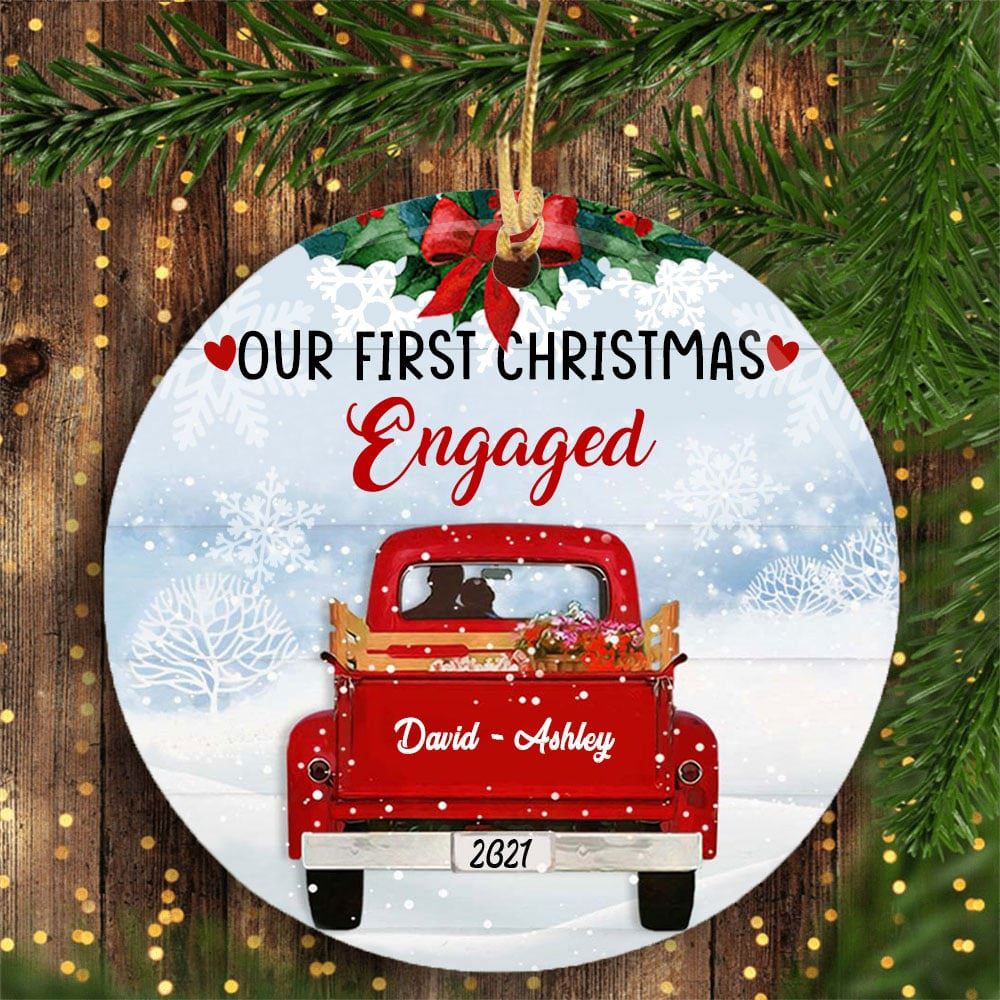 Personalized Our First Christmas Married Circle Ornament Gift For Couples