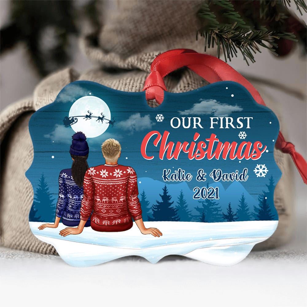 Personalized Our First Christmas Ornament Christmas Custom Gift For Newlywed Couple