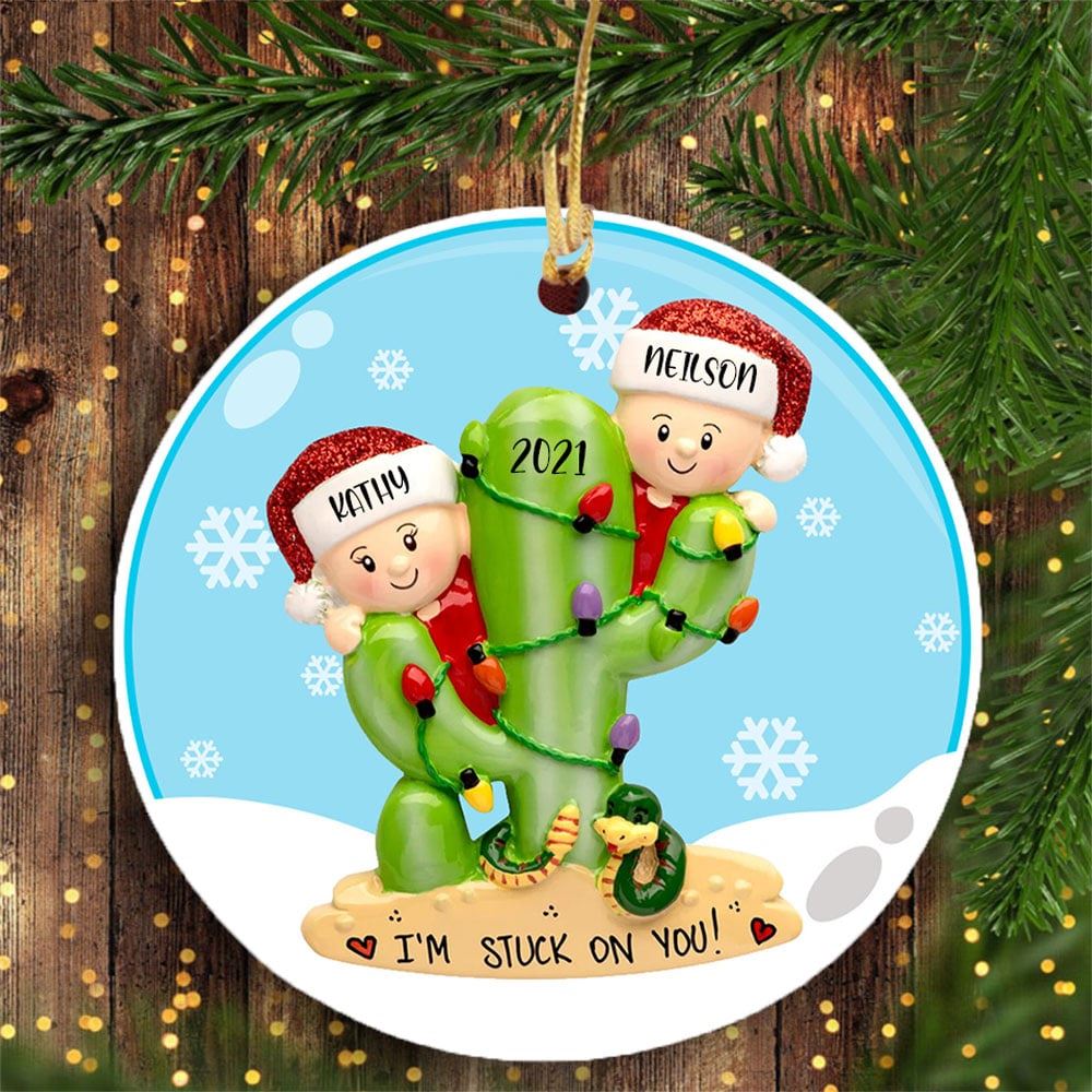 Personalized Our First Christmas Ornament Southwest Arizona Texas Road Trip Ornament Cactus Couple Gift