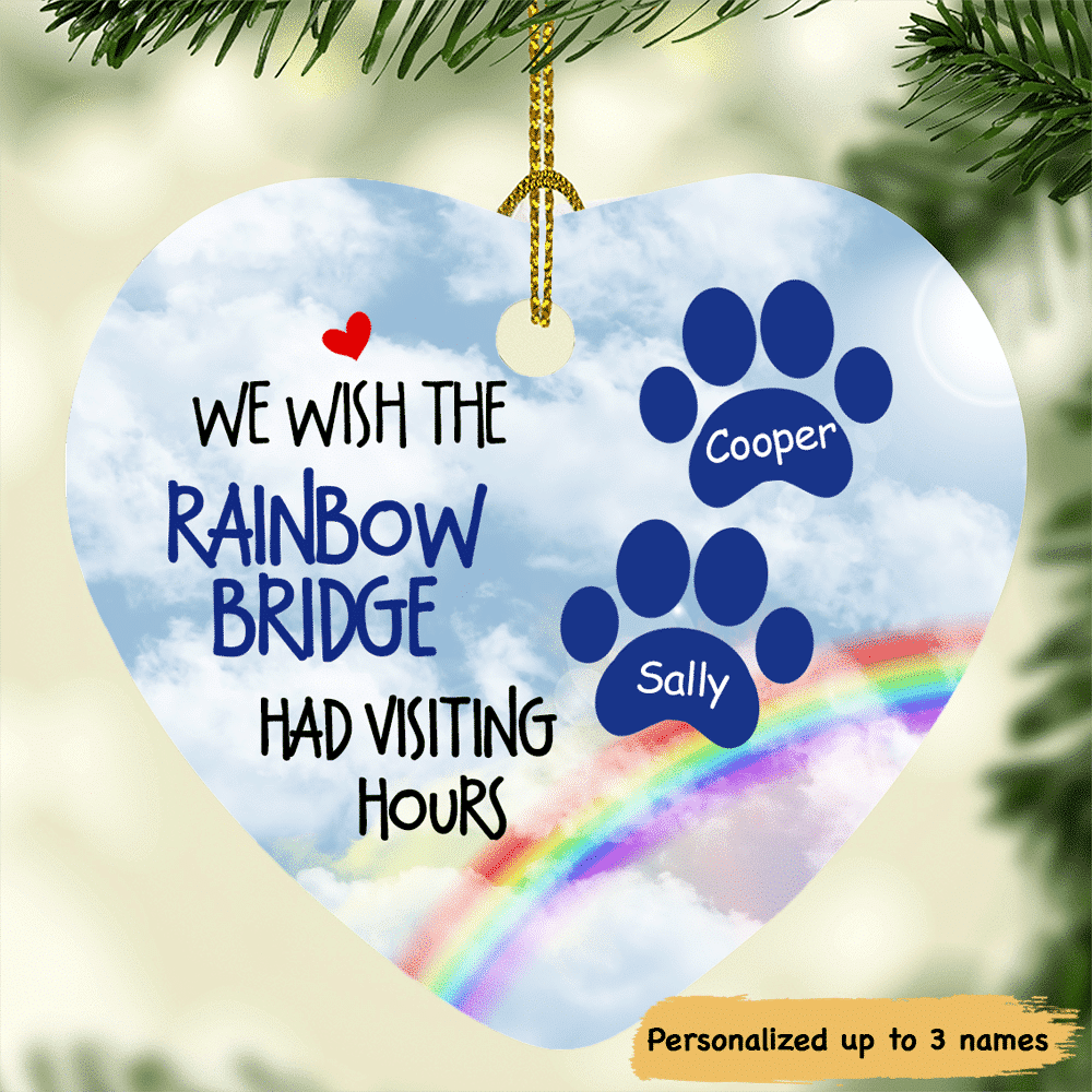 Personalized Pet Memorial Rainbow Heart Ornament