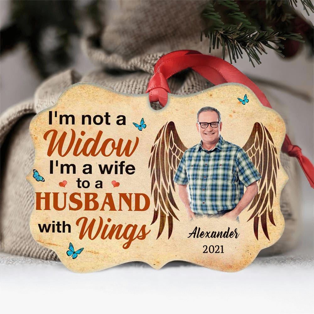 Personalized Photo Husband Wife Memorial Aluminum Ornament