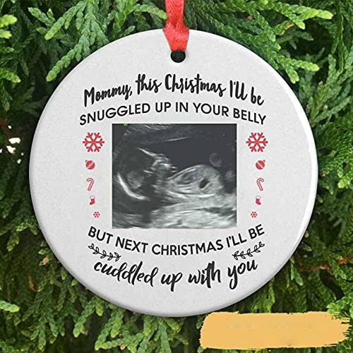 Personalized Photo Ultrasound Ornament This Christmas Ill Be Snuggled Up In Your Belly Ornament Gift For Mom 1st Car Hanging Ornament Hanging Decoration Christmas Ornament