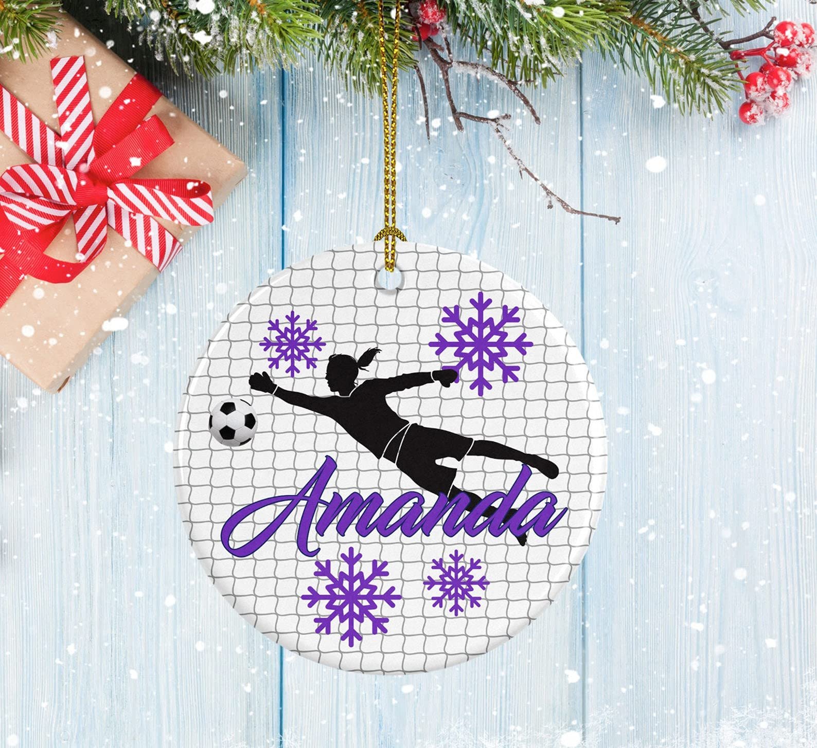 Personalized Soccer Goalie Ornament Porcelain Ornament Women Soccer Goalie Design Gifts For Soccer Christmas Ornament Hanging Decoration Christmas Tree Ornament -ghepten-wtzcx08