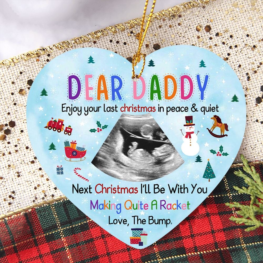 Personalized Sonogram Photo Gift For Future Daddy Making Quite A Racket Ornament