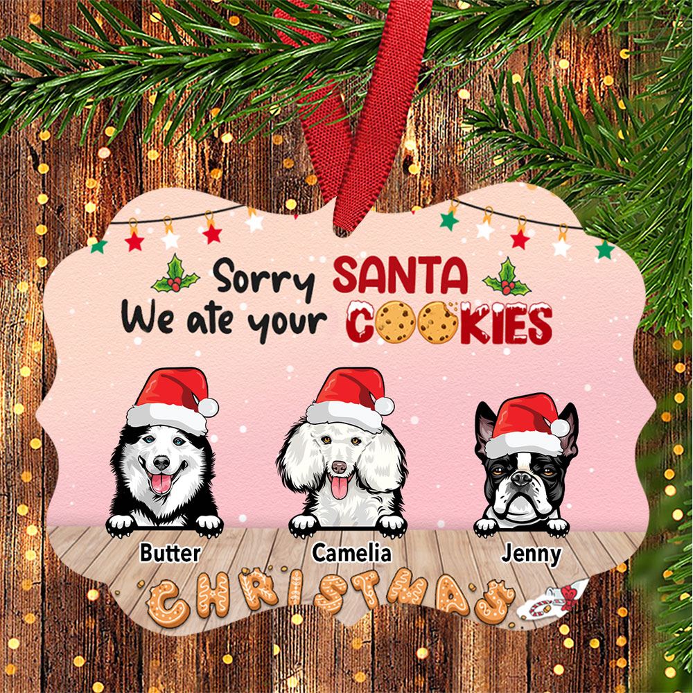 Personalized Sorry Santa I Ate Your Cookies Christmas Dog Medallion Ornament