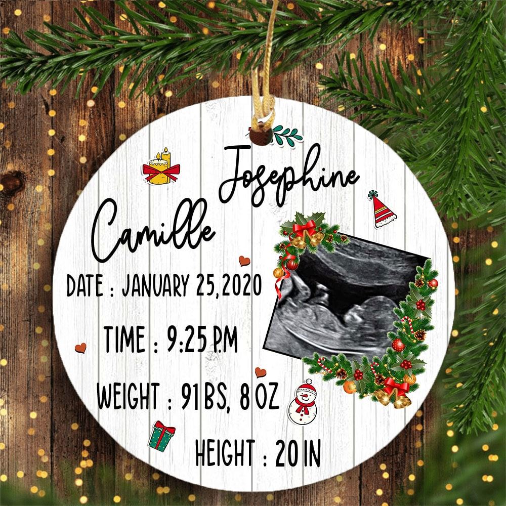 Personalized The Bump Sonogram Custom Photo Ornament Gift For New Mom And Dad