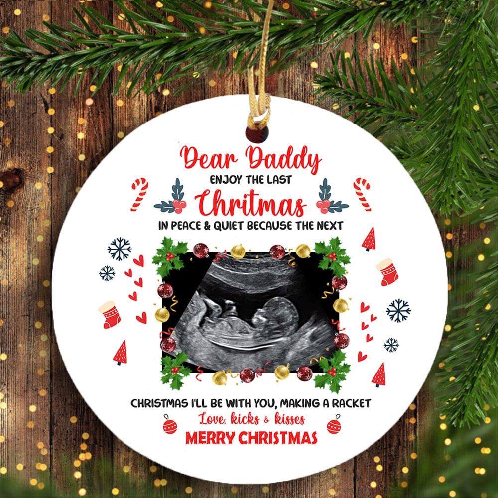 Personalized This Christmas Ill Be Snuggled Up Circle Ornament Gift For New Dad