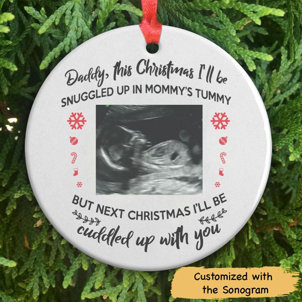 Personalized Ultrasound Circle Ornament Gift For New Dad