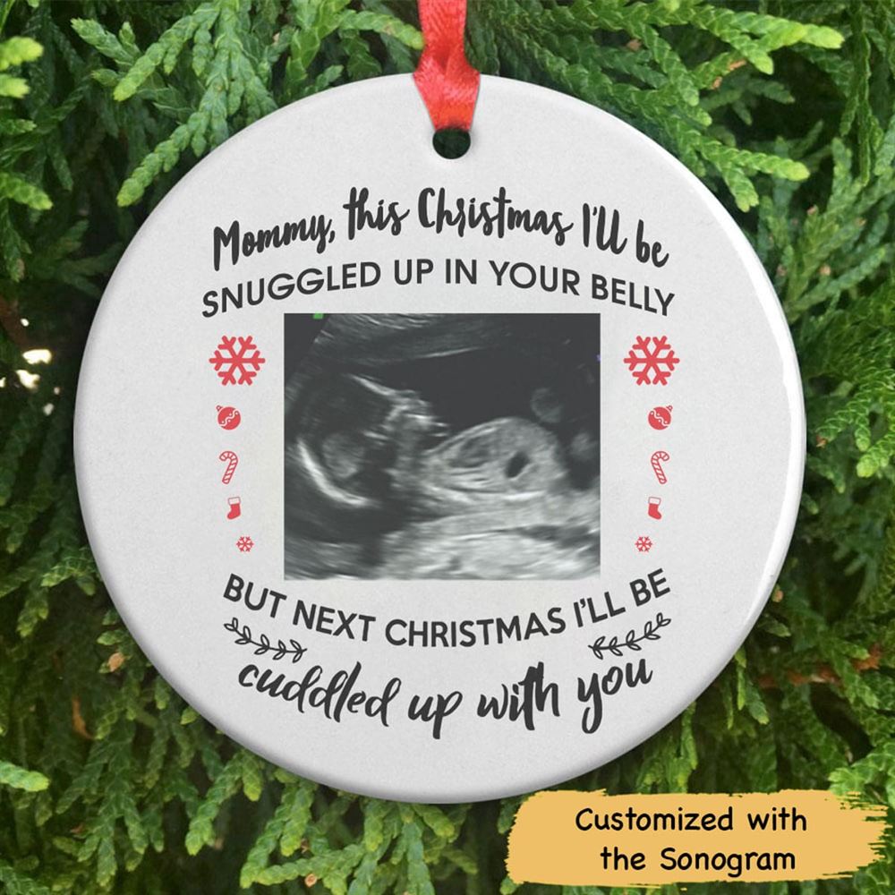 Personalized Ultrasound Circle Ornament Gift For New Mom