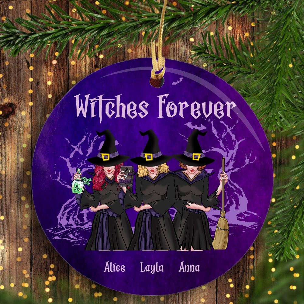 Personalized Witches Forever Custom Circle Ornament