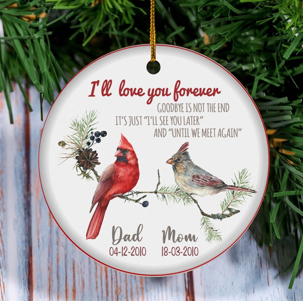 Red Cardinal Memorial Ornament Personalized In Memory Ceramic Ornament Memory Gift For Dad Andor Mom