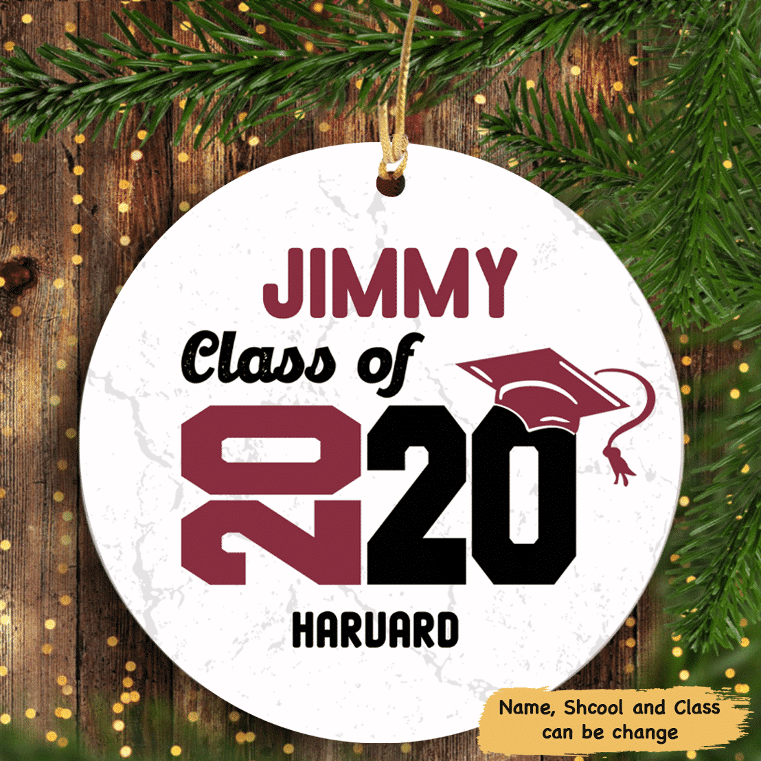 Senior Class Of Year Christmas Personalized Circle Ornament