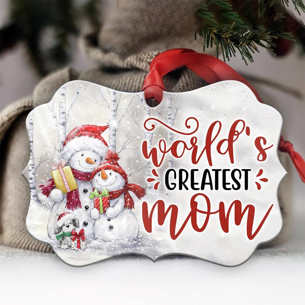 Snowman Worlds Greatest Mom Ornament Christmas Ornament Benelux Aluminum Ornament Christmas Tree Ornament Keepsake Thanksgiving Birthday Christmas