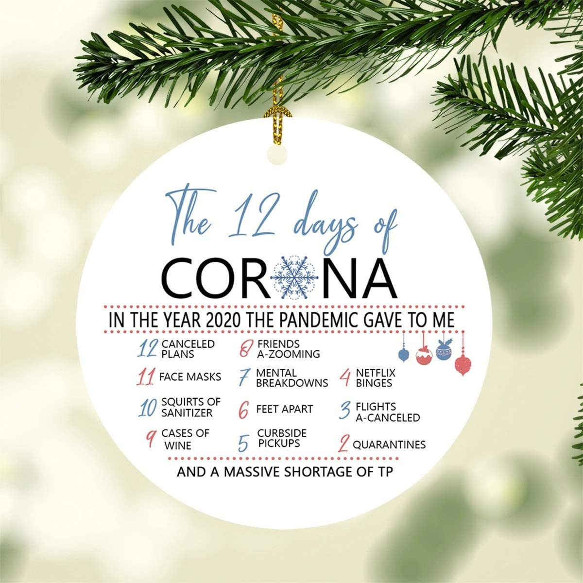 The 12 Days Of Corona Ornament 2020 Annual Events Funny Idea