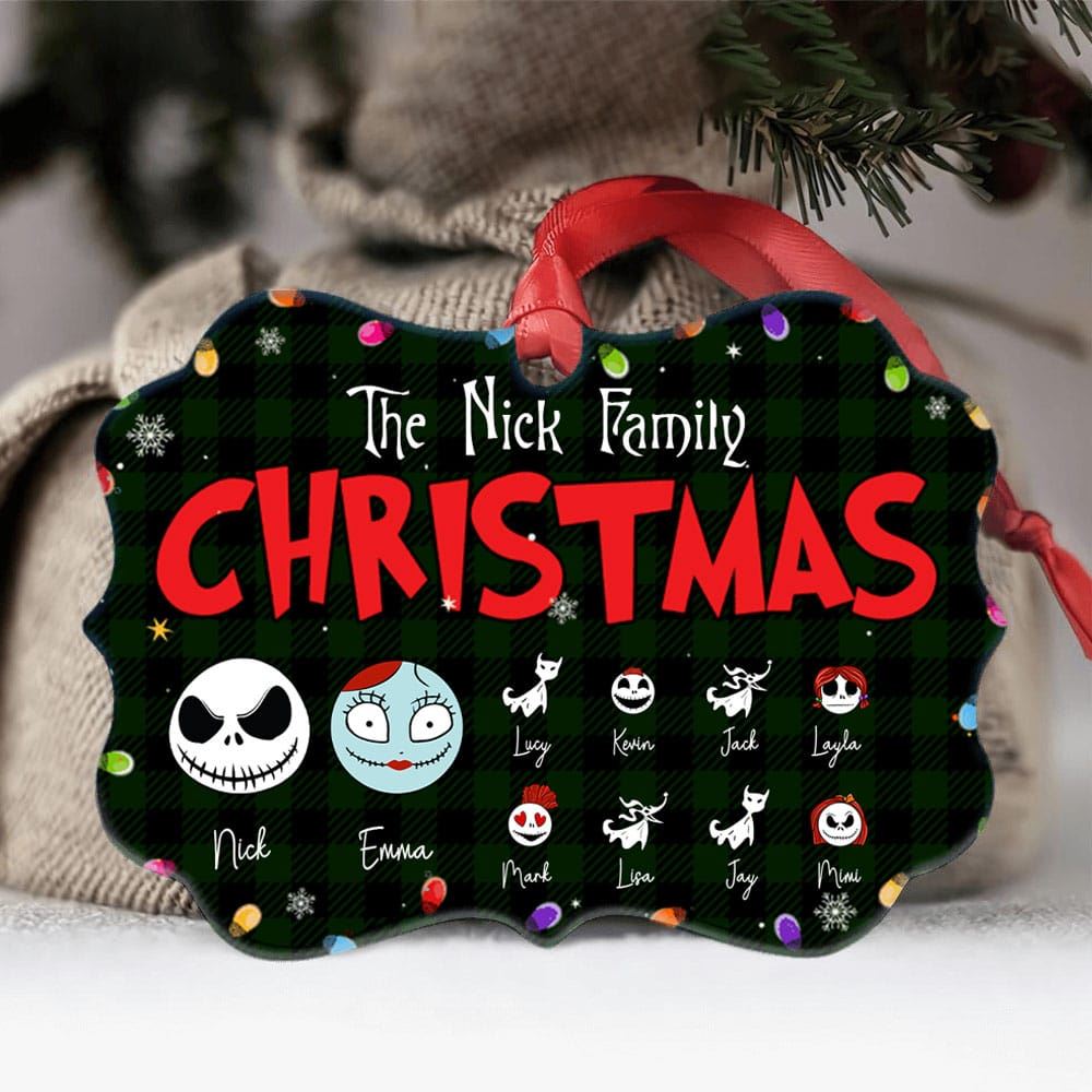 The Jack Skellington Family Christmas Personalized Aluminum Ornament Christmas Family Gift