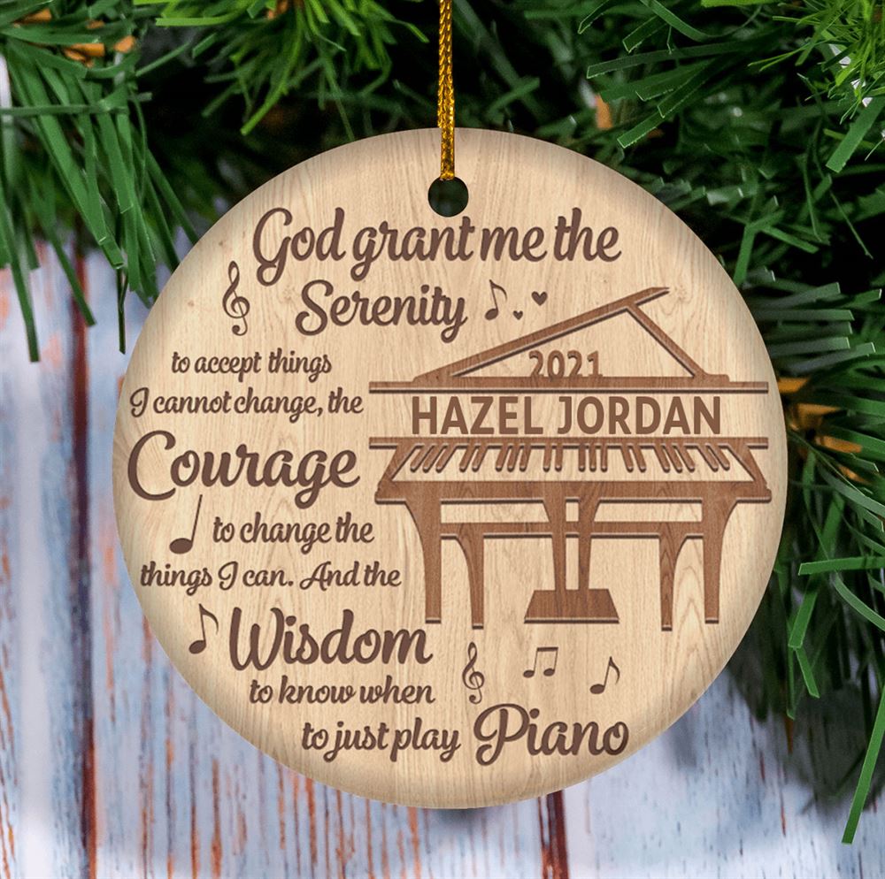 The Wisdom To Know When To Just Play Piano Personalized Circle Ornament Christmas Gift For Piano Lover