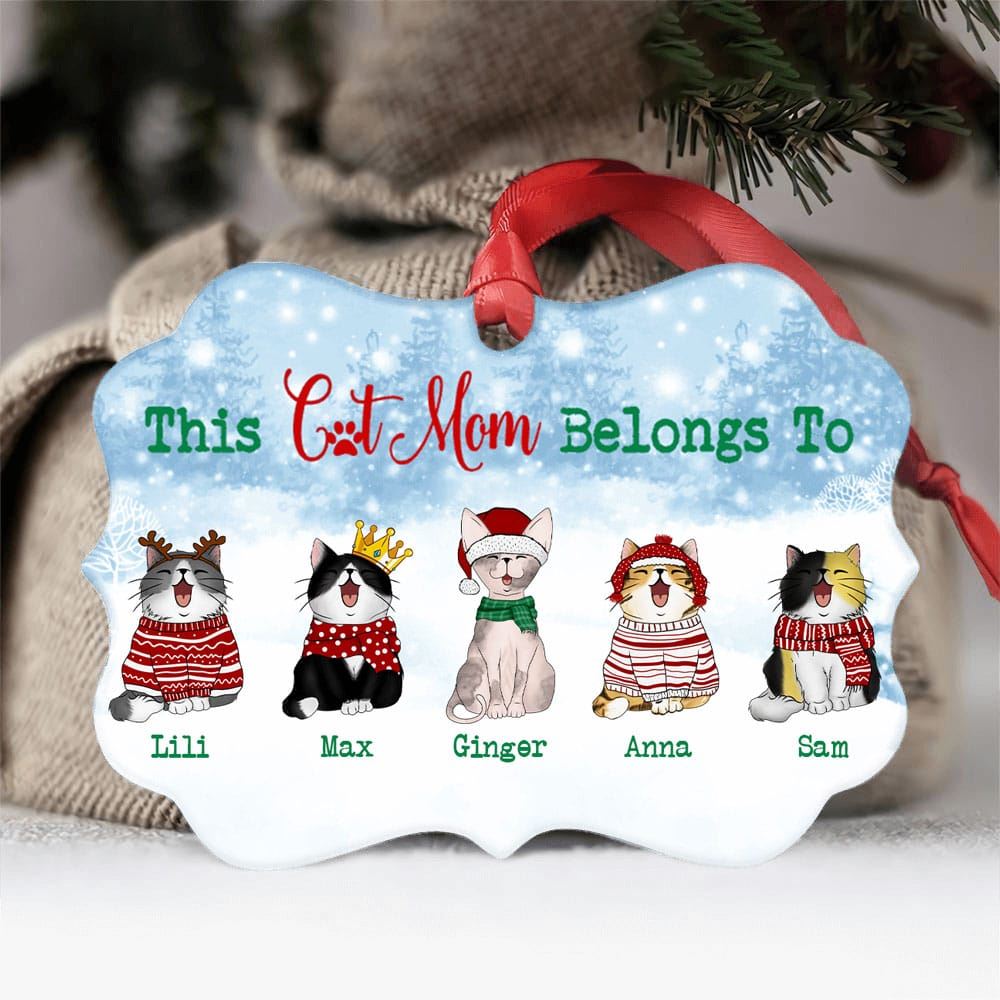 This Cat Mom Belongs To These Beloved Personalized Aluminum Ornament Christmas Gift For Cat Lover