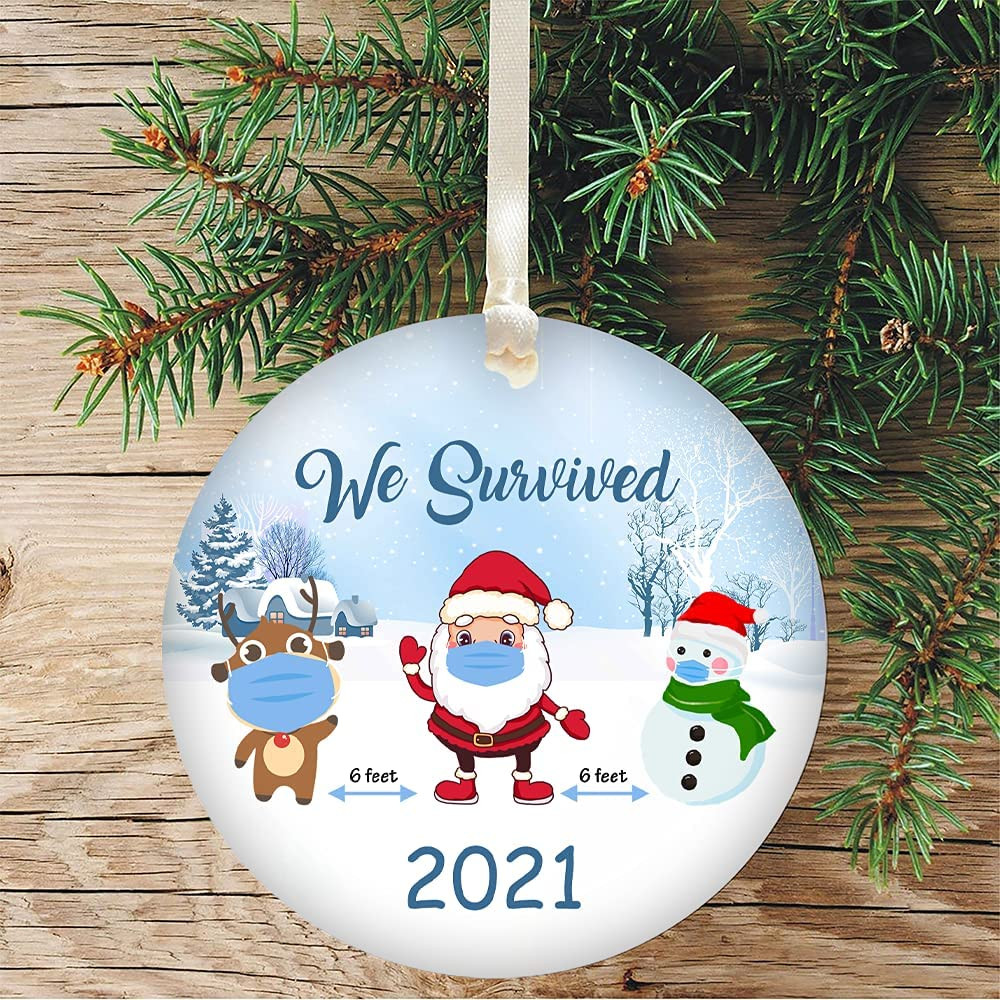 We Survived 2021 Christmas Ornament 2021 Christmas Ornament Deer Christmas Ornamenrt Xmas Gift Christmas Decoration Keepsake Ornament