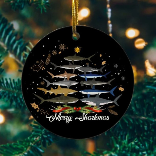 Xmas Christmas Ornaments 2021 Merry Sharkmas Funny Shark Ornament Gift Christmas Tree Decor