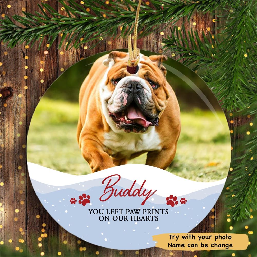 You Left Paw Print Personalized Christmas Ornaments Custom Photo Gift