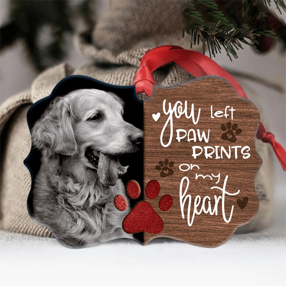 You Left Pawprints Dog Cat Ornament Personalized Pet Memorial Christmas Ornament