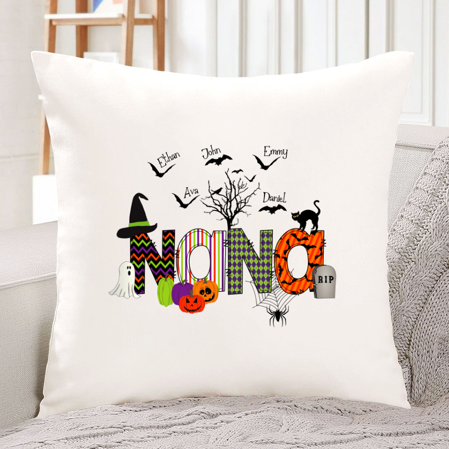 Halloween Doodle Alphabet Nana Grandma Grandkids Indoor Pillow