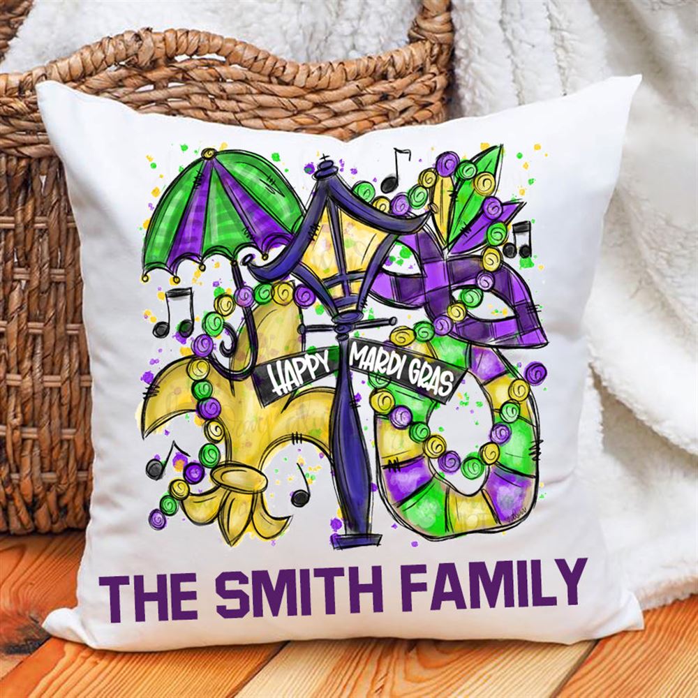 Happy Mardi Gras Fleur De Lis Mardi Gras Pillows 2022 Perfect Pillow