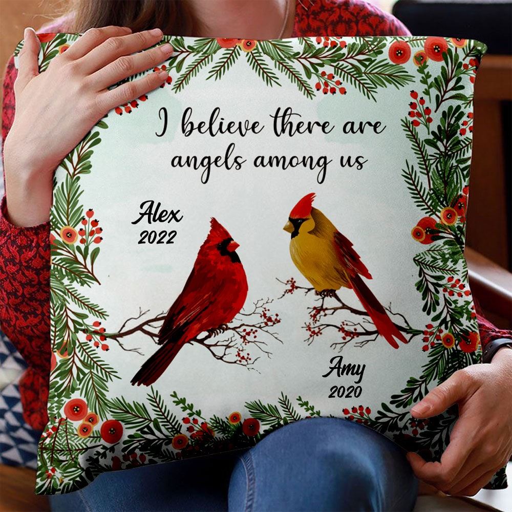 I Believe There Are Angel Among Us Personalized Custom Memorial Pillow Memorial Gift Family Angels